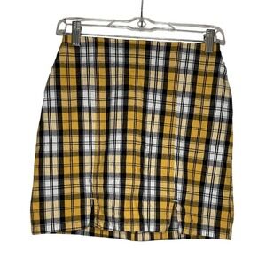 Hollister Yellow Black Plaid Mini‎ Skirt Women XS Y2K Preppy Schoolgirl Cute
